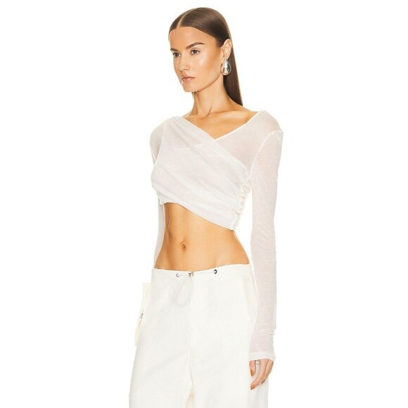 CHRISTOPHER ESBER Folded Crop Long Sleeve Top in Milk 0 New Womens Tee - Picture 6 of 16